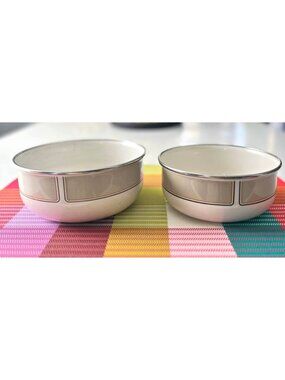Vintage Kobe Kitchen Enamelware Serving Bowls (set of 2). Japan